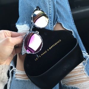 DIFF Eyewear Charlie Black & White Pink Polarized